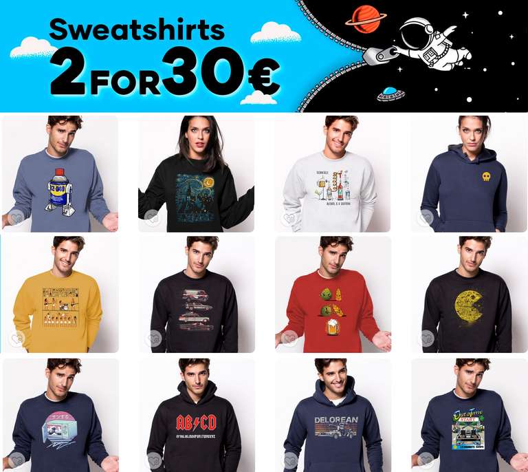 Zwei Sweatshirts für 30€ + 3,90€ Versand bei Pampling (105 Motive, diverse Größen)