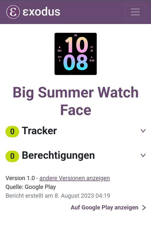 (Google Play Store) Big Summer Watch Face (WearOS Watchface, digital)