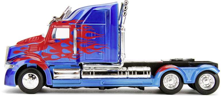 Jada Toys Transformers T5 Optimus Prime, Western Star 5700 Ex Phantom, Spielzeugauto aus Die-cast, Maßstab 1:32, blau/rot (Prime)
