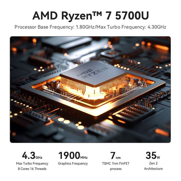 Beelink SER5 Max Mini PC,AMD Ryzen 7 5700U (8C/16T, Turbo 4.4Ghz), 16G DDR4+500GB M.2 NVMe SSD, WiFi 6, 1000Mbps, BT 5.2, DP, HDMI