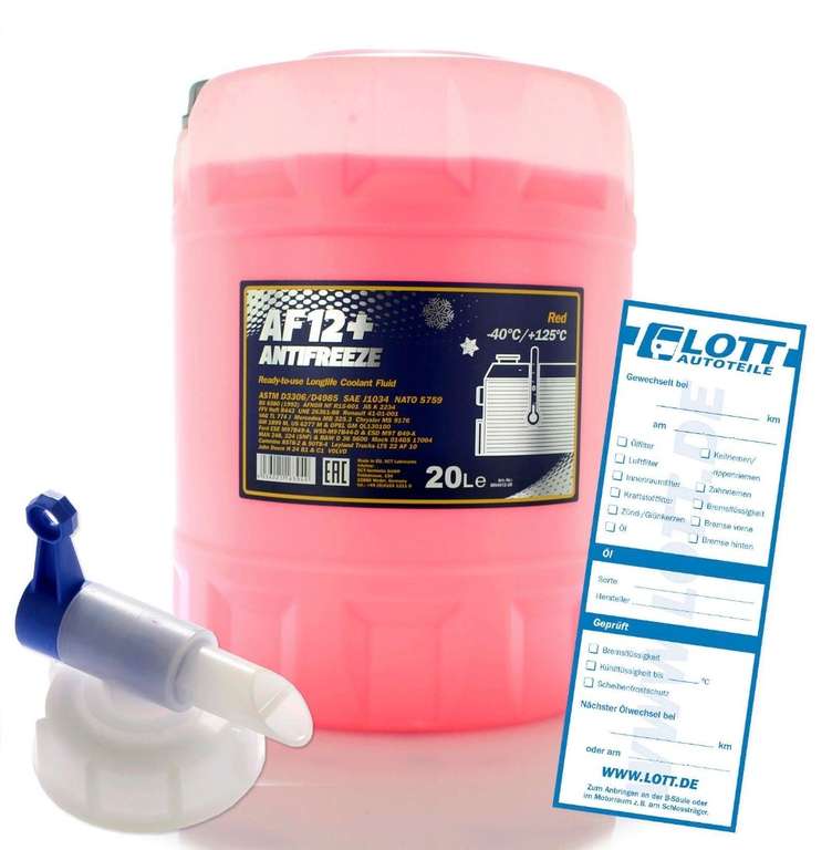 20L Mannol Longlife Kühlerfrostschutz Kühlmittel AF12+ bis - 40°C + Auslaufhahn