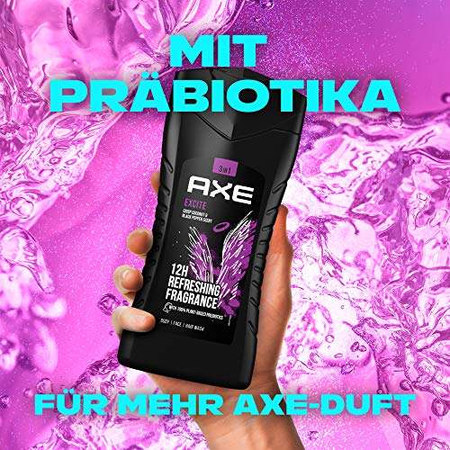 (Prime Spar-Abo) Axe Excite 3in1 Duschgel Herren 6er Pack, 12h Schutz vor Körpergeruch Body Face Hair auf Pflanzenbasis (6 x 250 ml)