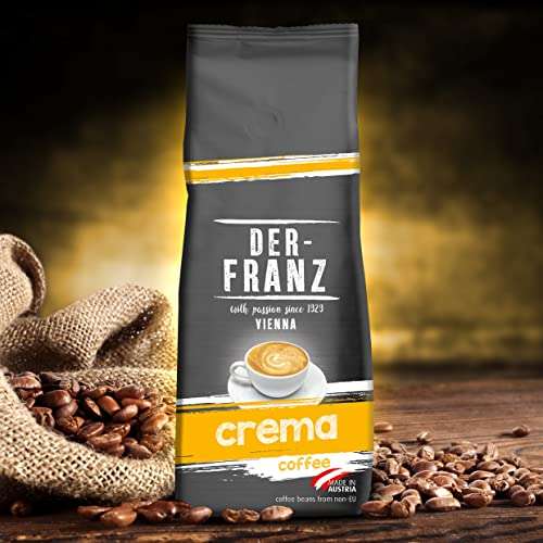 [Prime Day] DER-FRANZ Kaffee Crema, Intensität 4/5, 100% Arabica, gemahlen, 2 x 500 g
