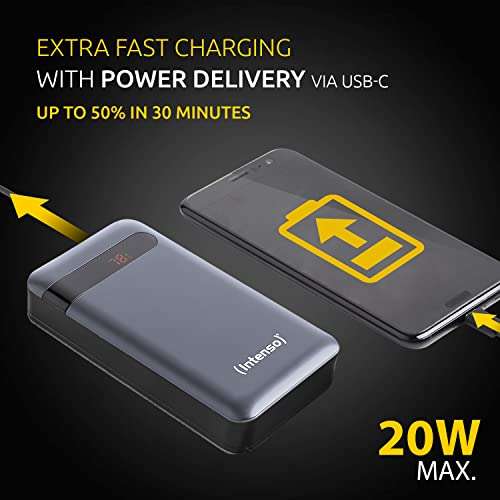 Intenso Powerbank PD 20000 - externer Akku mit Power Delivery & Quick Charge 3.0, 20000mAh für 23,99€ (/Otto flat)
