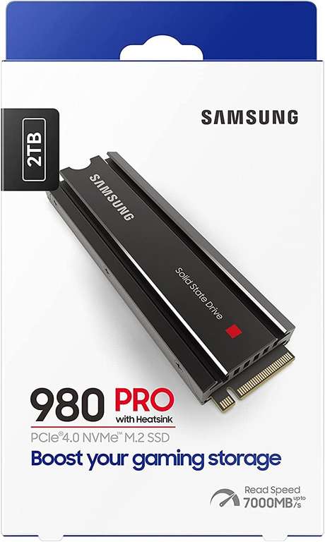 [Vorbestellung] Samsung 980 PRO NVMe M.2 SSD 2TB mit Heatsink (PCIe 4.0, 7000/5100 MB/s, TLC, DRAM, 1.3PB TBW, 5J Garantie)