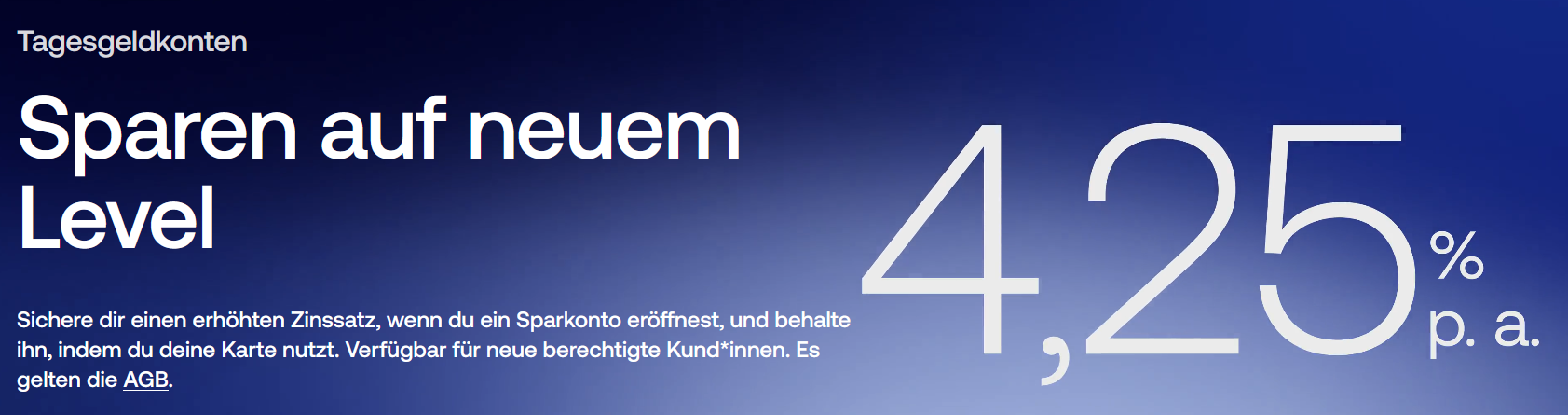 Revolut Neukunden 4,25% p.a. Tagesgeld 4 Monate bis 25.000€, Zinsen täglich, bis zu 100€ KwK,Deutsche Einlagensicherung,Girokonto Schufafrei