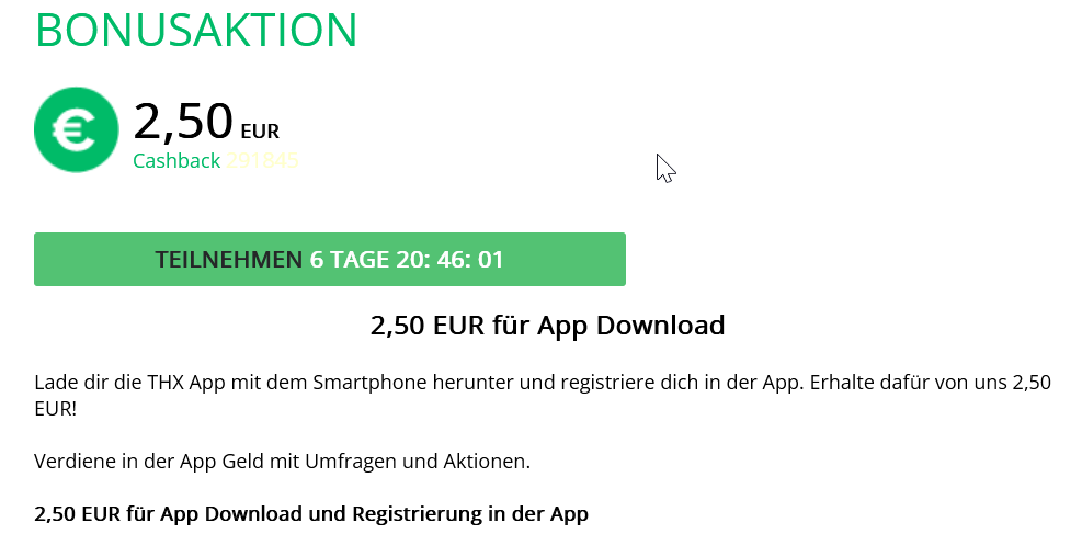 [Questler] THX App (iOS) herunterladen, registrieren und 2,50 € Vergütung erhalten