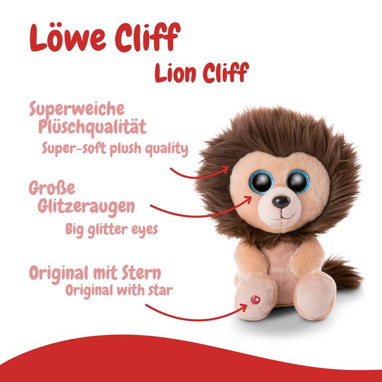 (PRIME) NICI 46950 Glubschis Cliff 25 cm – Kuscheltier Löwe mit großen Augen