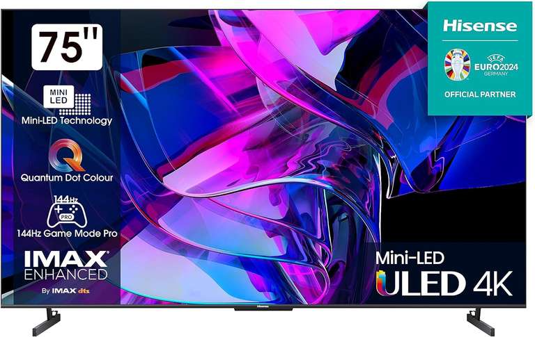 [Vorbestellung] Hisense 75U7KQ Fernseher (75", UHD, ADS, Quantum Dots, Mini-LED 512 Zonen, 144Hz, 900nits, 2x HDMI 2.1 & 2x 2.0, Vidaa U)