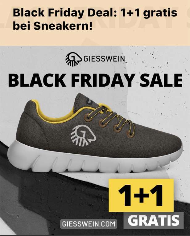 Giesswein Black Friday Deal: 1+1 gratis bei Sneakern