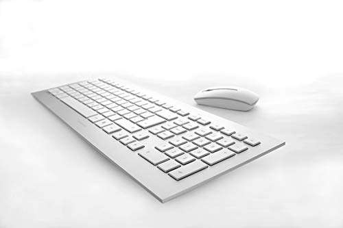Cherry DW 8000 Clean Desktop kabelloses Tastatur- und Maus-Set Deutsches Layout Silber und weiß für Windows
