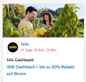 [Yello + Shoop] 35€ Cashback + bis zu 20% Rabatt auf Strom, Neukunden