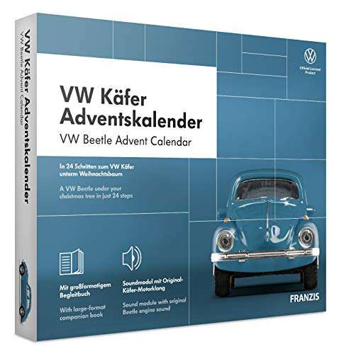 VW Käfer Adventskalender, Modellbausatz im Maßstab 1:43, inkl. Soundmodul und 52-seitigem Begleitbuch