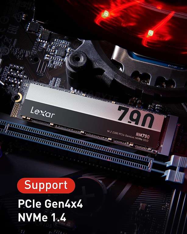 Vorbestellung Lexar NM790 4TB SSD TLC M.2 2280 PCIe Gen4x4 NVMe 1.4, R: 7400MB/s, W: 6500MB/s (LNM790X004T-RNNNG) PS5-kompatibel