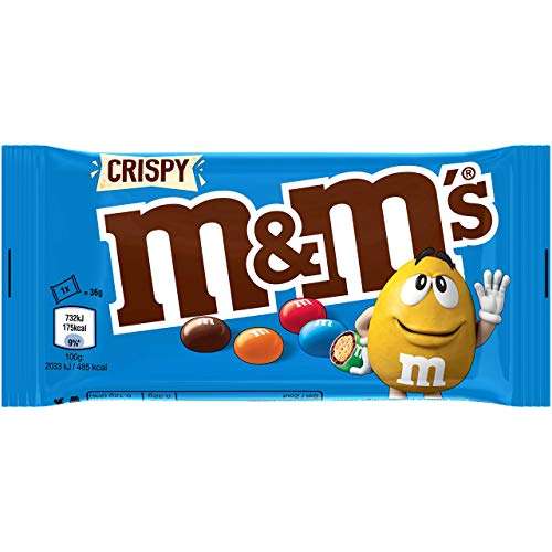 Prime Only: M&M'S Crispy Beutel, kleine Packungen für unterwegs, Schokolinsen mit Knusperkern, Schokolade Großpackung, 24er Pack (24 x 36g)