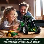FUNWHOLE Bauernhof Traktor mit Minifigur und LED Licht, 367 Teile, Klemmbausteine