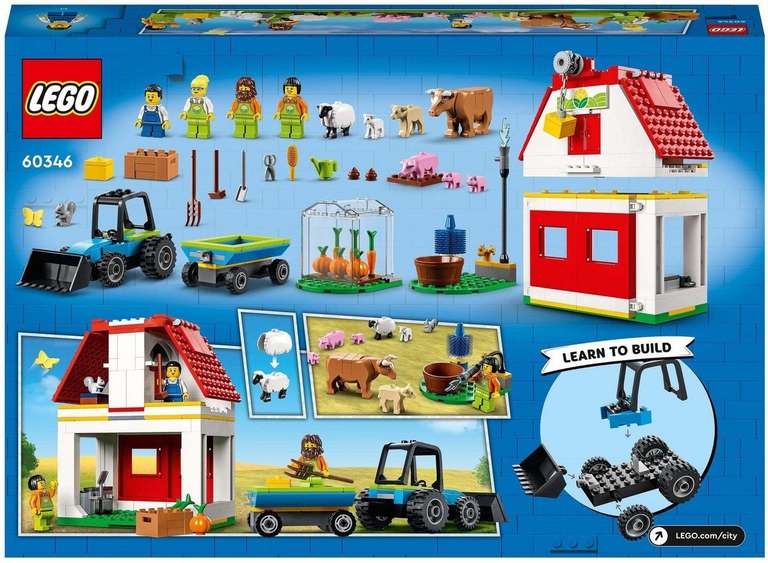 LEGO City Bauernhof mit Traktor, Anhänger und Tieren (u.a. Schaf, Schwein, Kuh) / 230 Teile / 60346
