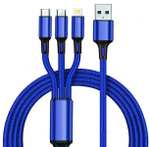 USB Multiladekabel 1,2 m, 2 A - USB A auf USB C, Lightning, Micro USB - geflochten, 5 Farben - 1 € incl. Versand möglich!