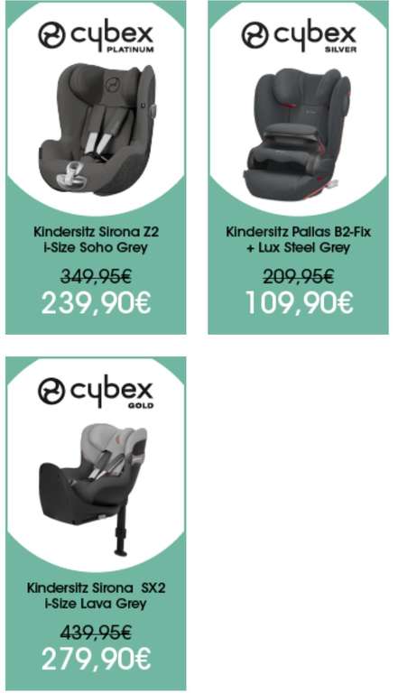diverse Kindersitze/Reboarder von Cybex( Sirona Z2/ SX2..), Besafe oder britax Römer beim Tagesdeal vom Babymarkt