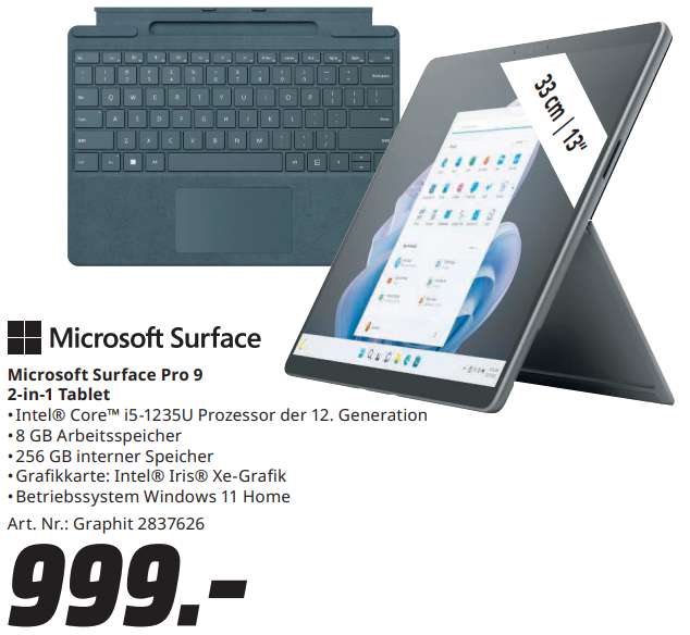 [Lokal München] Microsoft Surface Pro 9 2-in-1 Tablet