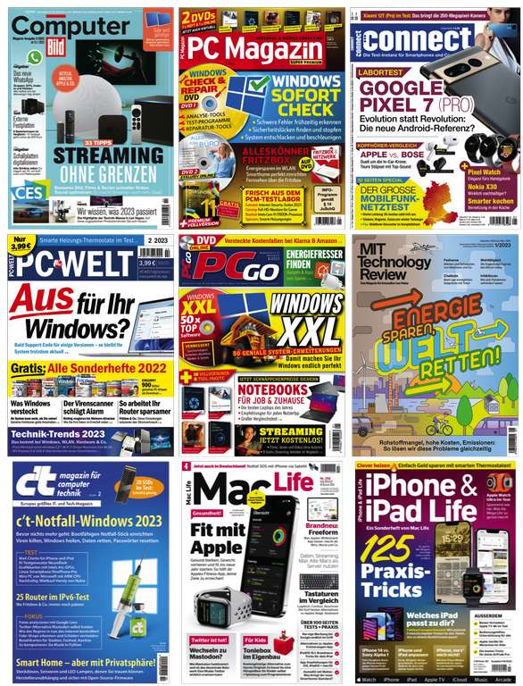 22 Zeitschriftenabos (PC,Wissen,Rätsel) zum Logiktag: PC Welt für 79,60€ + 40€ BC | Chip für 97€ + 40 € BC | PCgo Gold für 96€ + 50€ Amazon