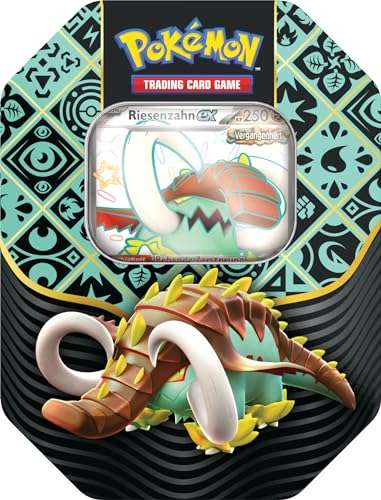 Pokémon-Sammelkarten- Tin-Box Karmesin & Purpur – Paldeas Schicksale – Riesenzahn-ex