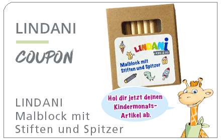 [LINDA Apotheken Lokal] Für Kinder im August kostenlosen LINDANI Malblock mit Stiften und Spitzer abholen