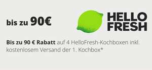 Hello Fresh - Bis zu 90 Euro auf die ersten vier Boxen sparen