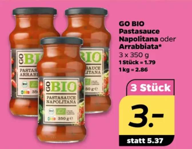 [Netto mit Hund] 3x Bio Pastasauce je 350g 3€, Bautzner 3x Brotaufstrich je 200ml 3€