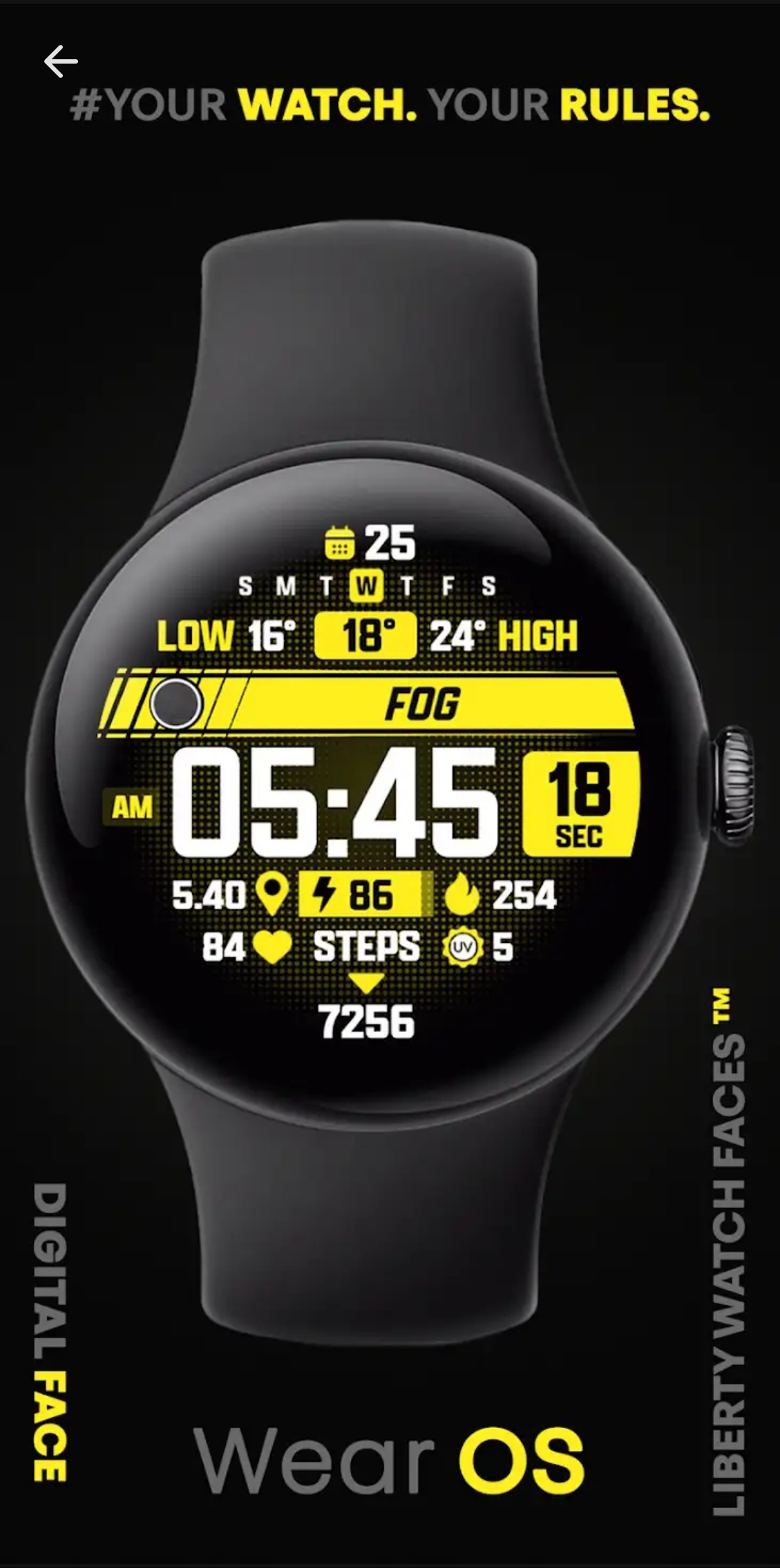 [Play Store Ziffernblatt] ATHLETIC Digital Wear OS Smartwatch Watchface kostenlos
