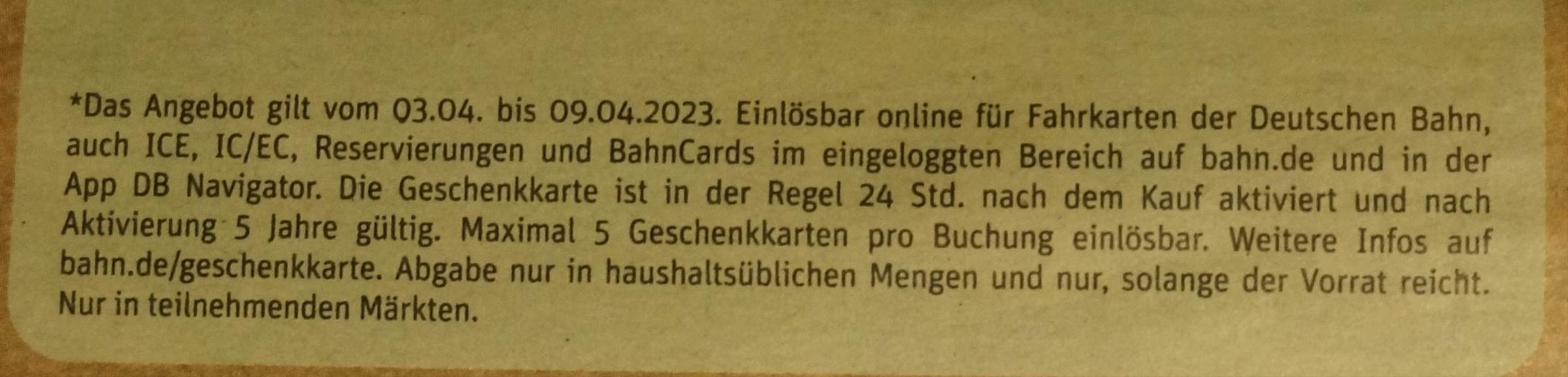Rewe ab 3.4.] Apple Gift Cards, DB Bahn, Zalando und Christ