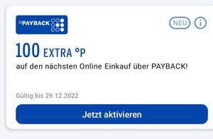 [Payback] 100 EXTRA °P auf den nächsten Online Einkauf über PAYBACK [Personalisiert]