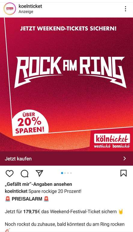 [kölnticket] Rock am Ring 2023 - WEEKEND FESTIVAL TICKET 22% günstiger