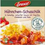 Erasco Menüschale Hähnchen-Schaschlik mit Reis und Putengeschnetzeltes Jägerart im Angebot für 1,49€ bei Jawoll und Wiglo