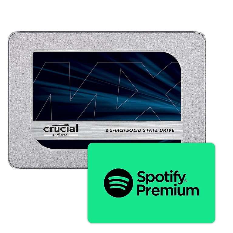 Crucial MX500 1TB SSD + 30€ Spotify Gutschein für 89,89€ (Cyberport)