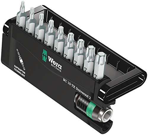 Wera Bit-Check 10 TX Universal 2, 10-teilig inkl Rapidaptor Bithalter & Torx TX 6 bis TX 40 für 13,79€