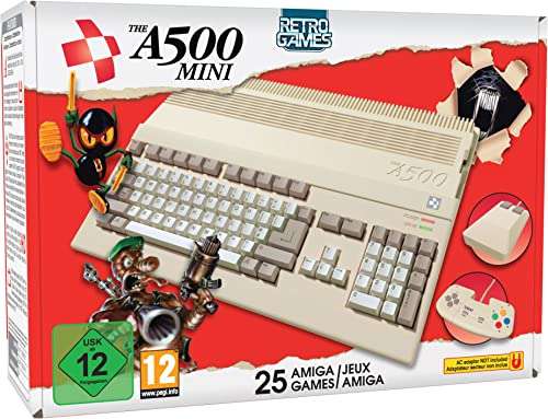 Retro Games Amiga The A500 Mini Retro Konsole (25 Spiele) für 80,74€ | The C64 Maxi Retro Gamingsystem + Speedlink Controller für 90,09€