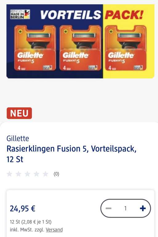 [dm/online] Gillette Rasierklingen Vorteilspack, z.B. Fusion Proglide