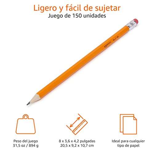 Amazon Basics - Holzgefasste Bleistifte, HB, vorgespitzt, 150er-Pack