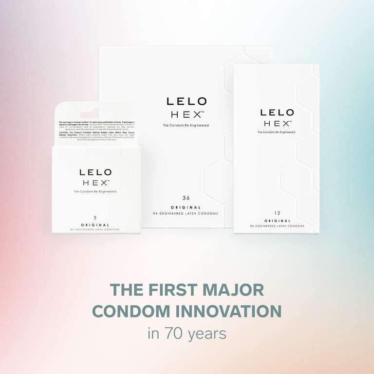 LELO HEX Original Ultradünne Kondome mit Größerer Stärke, Kondome für Männer, 54 mm im Durchmesser (36-Packung)