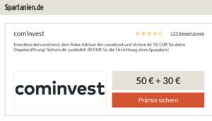 [cominvest + Spartanien] 50€ für cominvest Depot (Robo-Advisor) + 30€ für Anlegen eines Sparplans, mind. 3 Sparraten, Neukunden, eID möglich