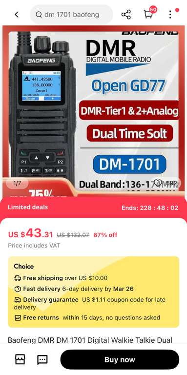 Baofeng DMR DM 1701 digitales Amateurfunkgerät