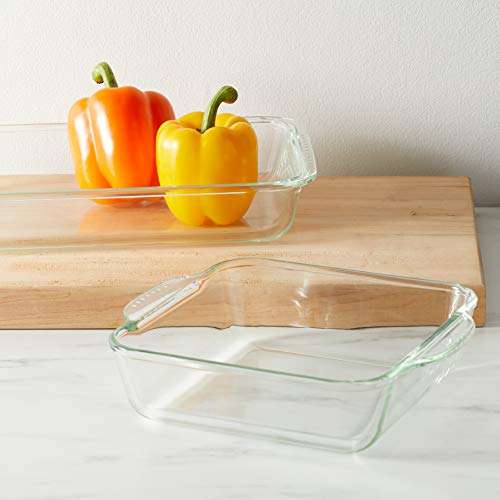 [Prime] Amazon Basics Ofenfestes Backformen-Set aus Glas, 2er-Set, rechteckig (3 l) und quadratisch (2 l)