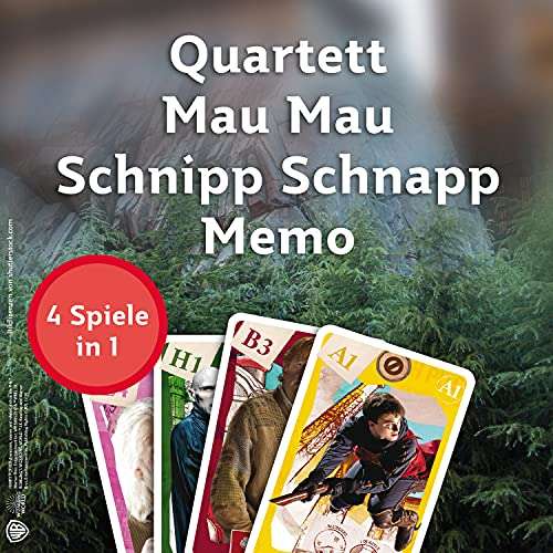 ASS Altenburger 22584064 Harry Potter-4 in 1 spielbar als Quartett, Mau, Schnipp Schnapp und Memo (Amazon Prime)