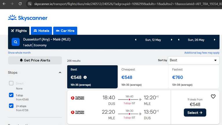 Flüge: von Düsseldorf (DUS) nach Malé auf die Malediven (MLE) mit Turkish Airlines (TK) inkl. Gepäck, Mai-Jun.'24