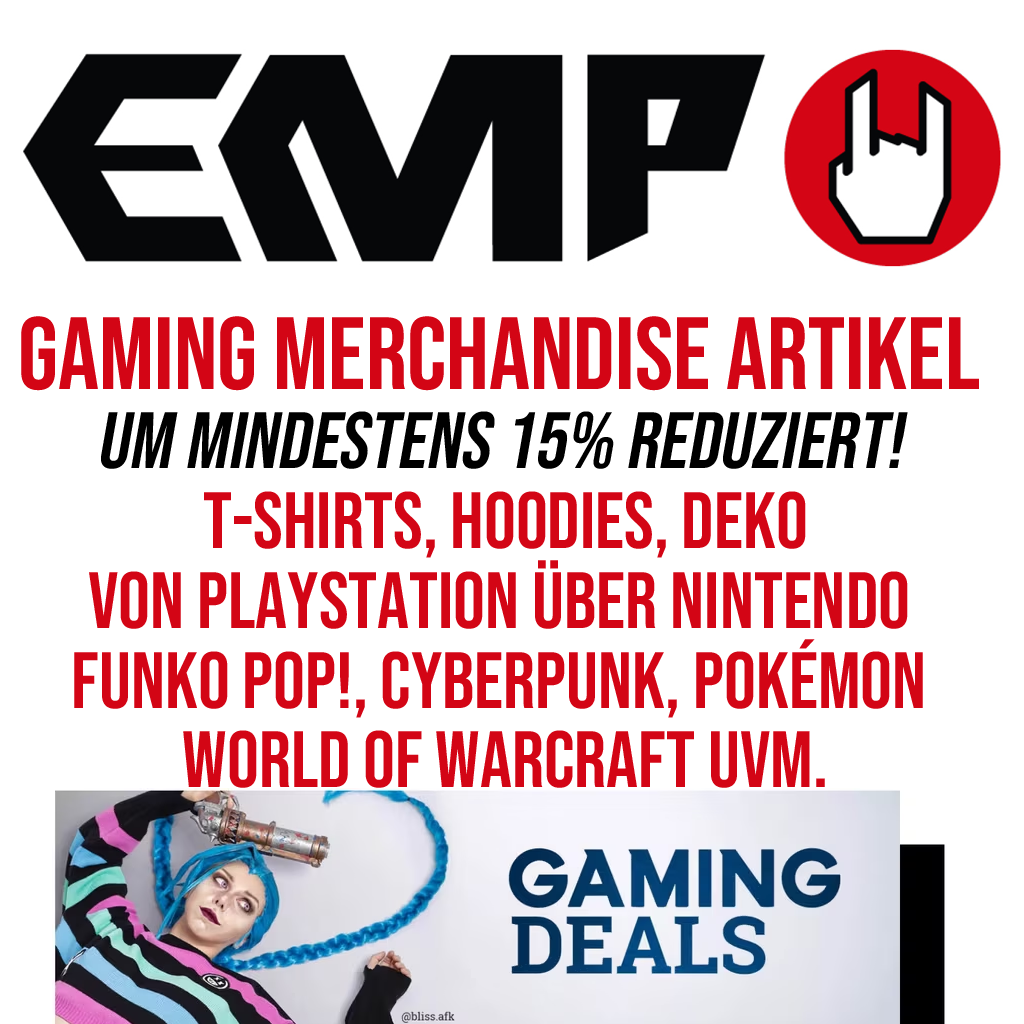 EMP Gaming Merch Artikel jetzt min. 15% sparen Bekleidung, Deko z.B. Pokémon, Funko Pop!, PlayStation, Nintendo | mit NL nochmal 15% Sparen