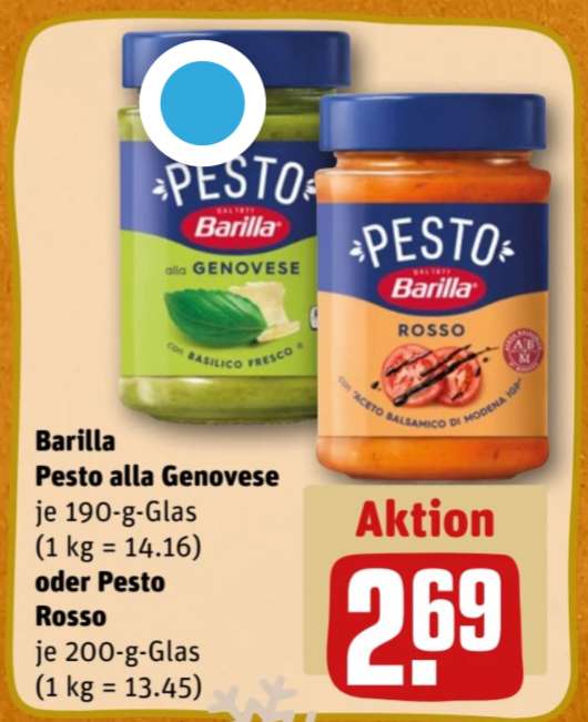 [Rewe] Barilla Pesto verschiedene Sorten für 1,69€ (Angebot + Coupon) - bundesweit