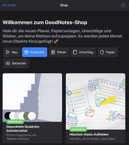 Kostenlose Papiervorlagen, Umschläge und Sticker im GoodNotes Shop (iOS)