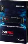 Samsung 990 PRO PCIe 4.0 NVMe M.2 SSD 2TB (7450/6900 MB/s, 3D-NAND TLC, DRAM Cache, 1.2PB TBW)