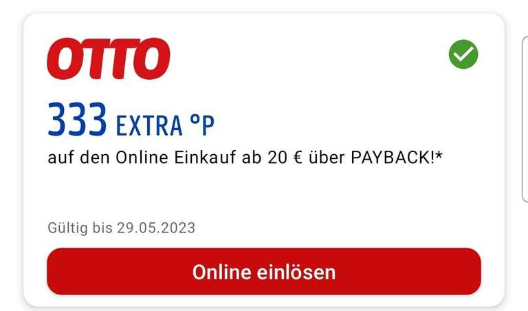 [Otto Payback] 333° Payback Punkte bei Otto (MBW 20€) personalisiert
